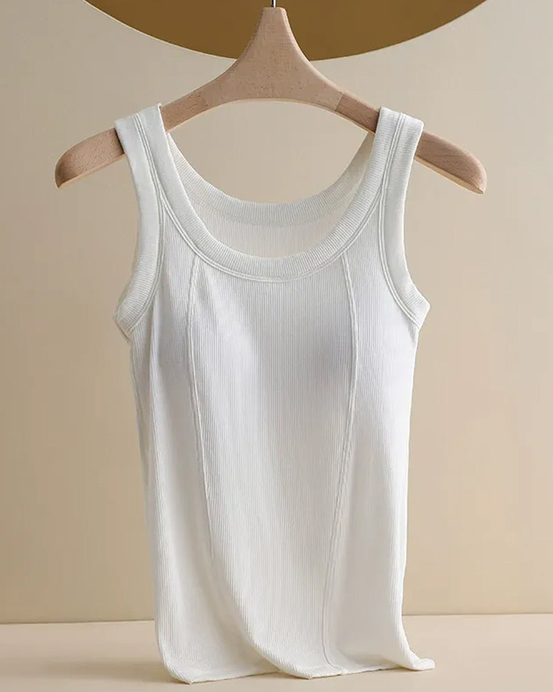 Solid Color Built In Bar Cami Top