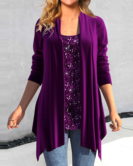 Purple Sequin Long Sleeve Blouse 2023 f/w 23BF blouses & shirts