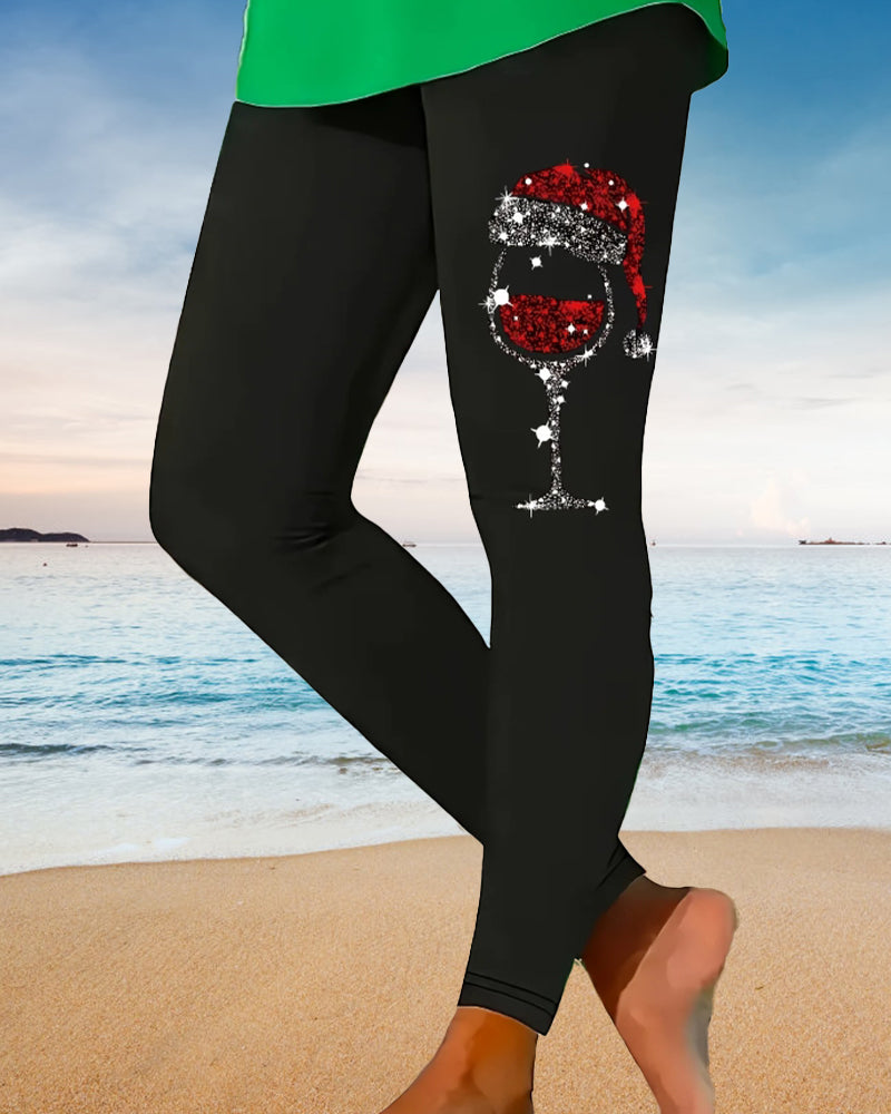 Wine Glass Print Leggings 2024 f/w Christmas leggings