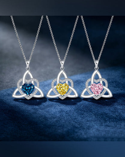 Birthstone Celtic Trinity Knot Heart Necklace✨ Heart Shape Celtic Trinity Knot Birthstone Pendant