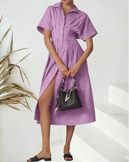 Single-Breasted Waisted Shirt Dress