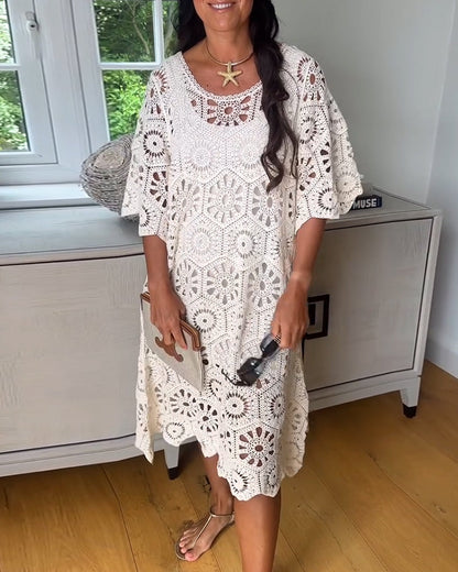 Hollow Cotton Half Sleeve Dress