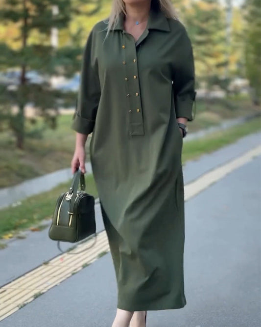 Lapel Casual Pocket Shift Dress autumn casual dresses spring