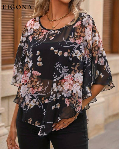 Floral asymmetrical dolman sleeve blouse blouses & shirts spring summer