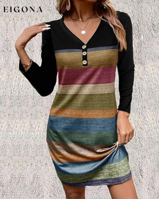 Long sleeve contrasting v-neck dress 2023 f/w 23BF casual dresses Clothes Dresses spring summer