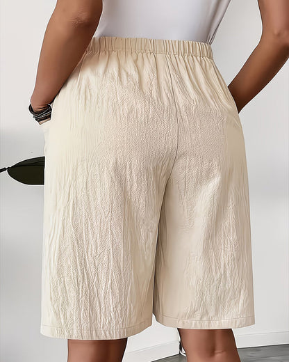 Fake Two-Piece Slit Skirt Capri Casual Pants
