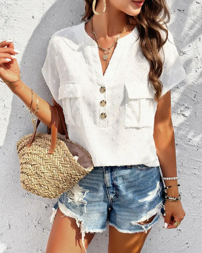 V-Neck 3d Floral Blouse