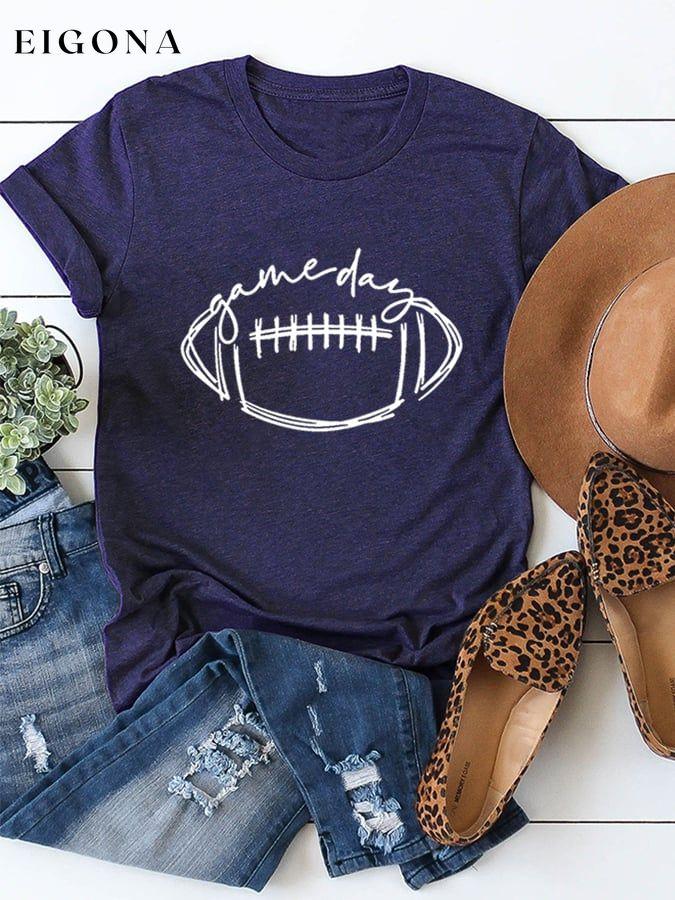 Women's Gameday Football Lover Casual Cotton Tee ball print