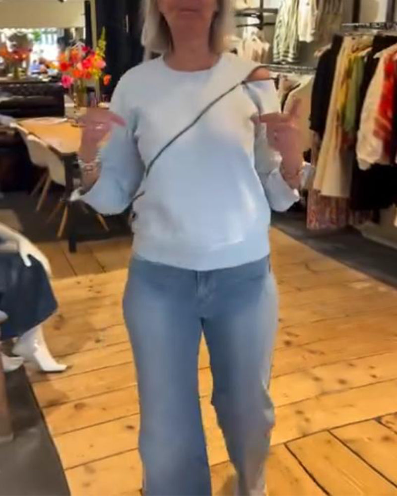 Zip-up Round Neck Casual Sweatshirt