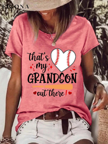 Women's That's My Grandson Out There Baseball Heart Tee ball print