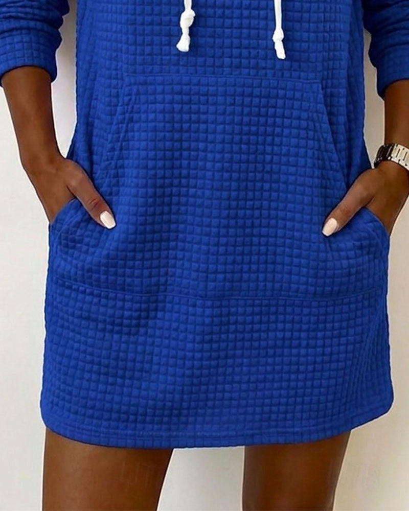 Waffle Hooded Sweatshirt Dress 2024 f/w casual dresses