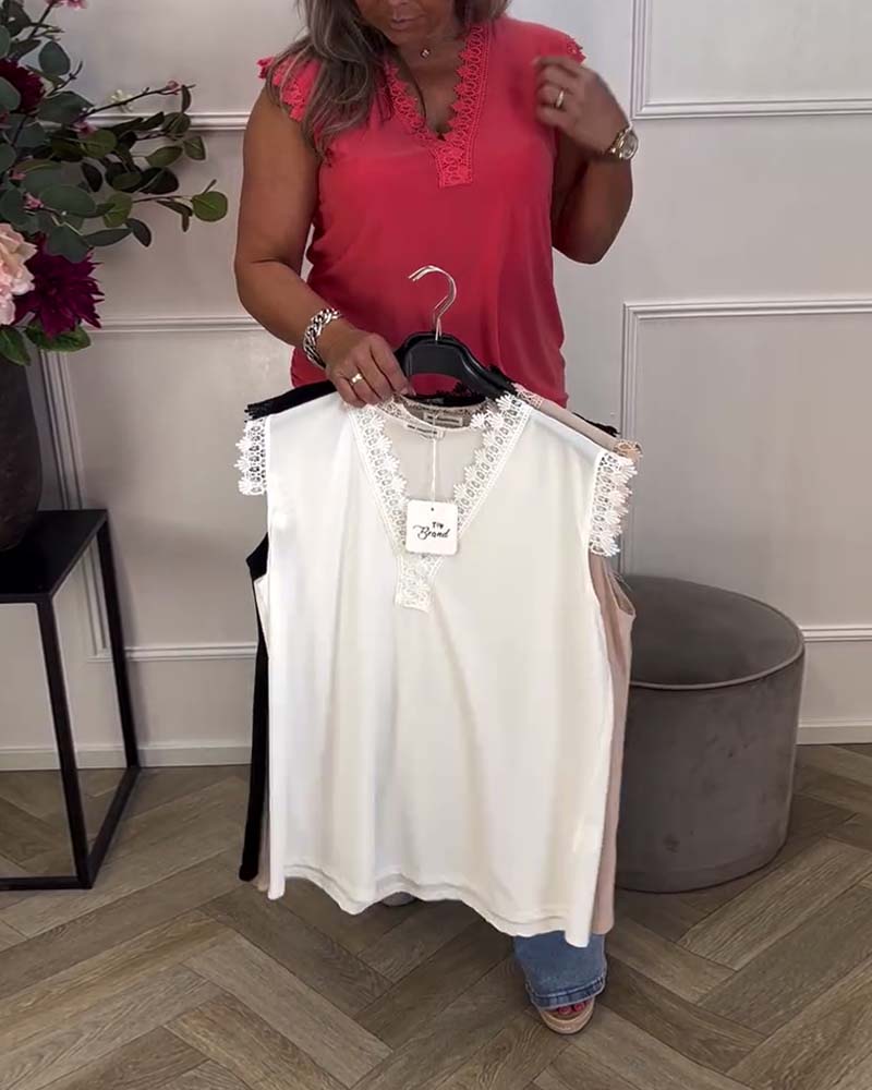 Gilet casual con bordo in pizzo