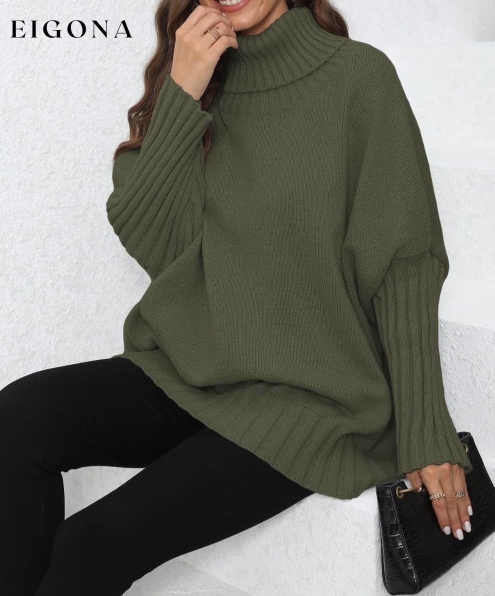 Turtle Neck Long Sleeve Ribbed Sweater clothes O & Y.M Ship From Overseas trend