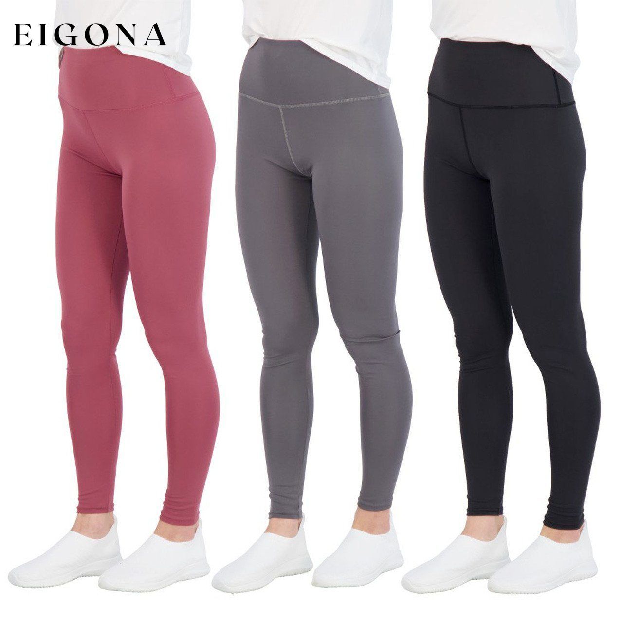 3-Pack: Women's Active Athletic Performance Leggings Red Gray Black __stock:50 bottoms refund_fee:1200