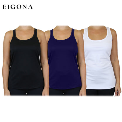 3-Pack: Women's Moisture Wicking Racerback Tank Black Navy White clothes refund_fee:1200 tops