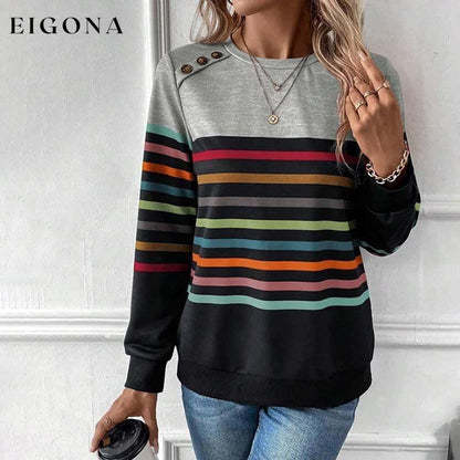 Casual Colourful Striped Sweatshirt best Best Sellings clothes Plus Size Sale tops Topseller