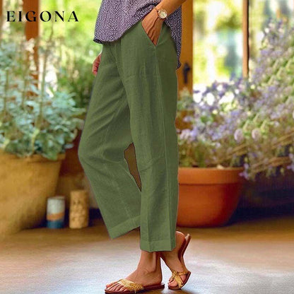 Casual Straight Trousers Army Green best Best Sellings bottoms clothes Cotton And Linen pants Plus Size Sale Topseller