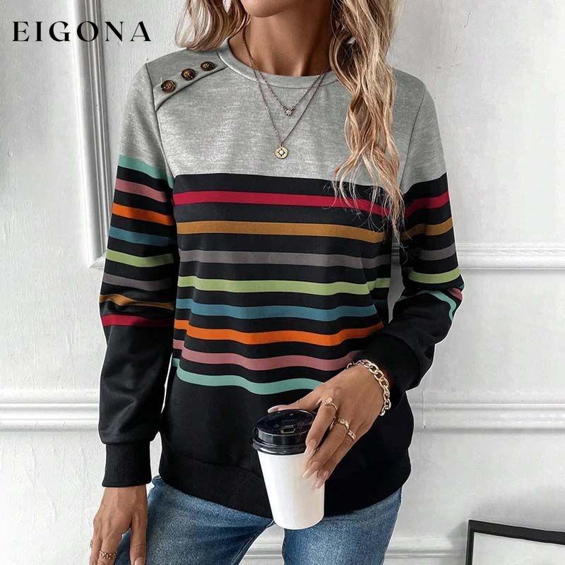 Casual Colourful Striped Sweatshirt best Best Sellings clothes Plus Size Sale tops Topseller