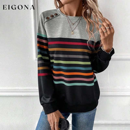 Casual Colourful Striped Sweatshirt best Best Sellings clothes Plus Size Sale tops Topseller