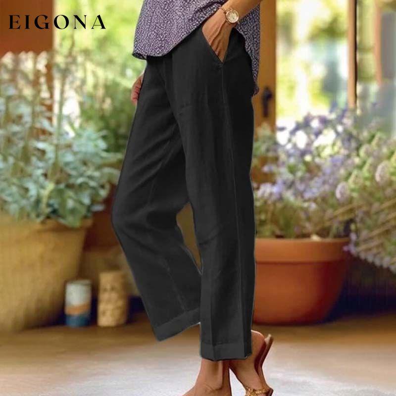 Casual Straight Trousers Black best Best Sellings bottoms clothes Cotton And Linen pants Plus Size Sale Topseller