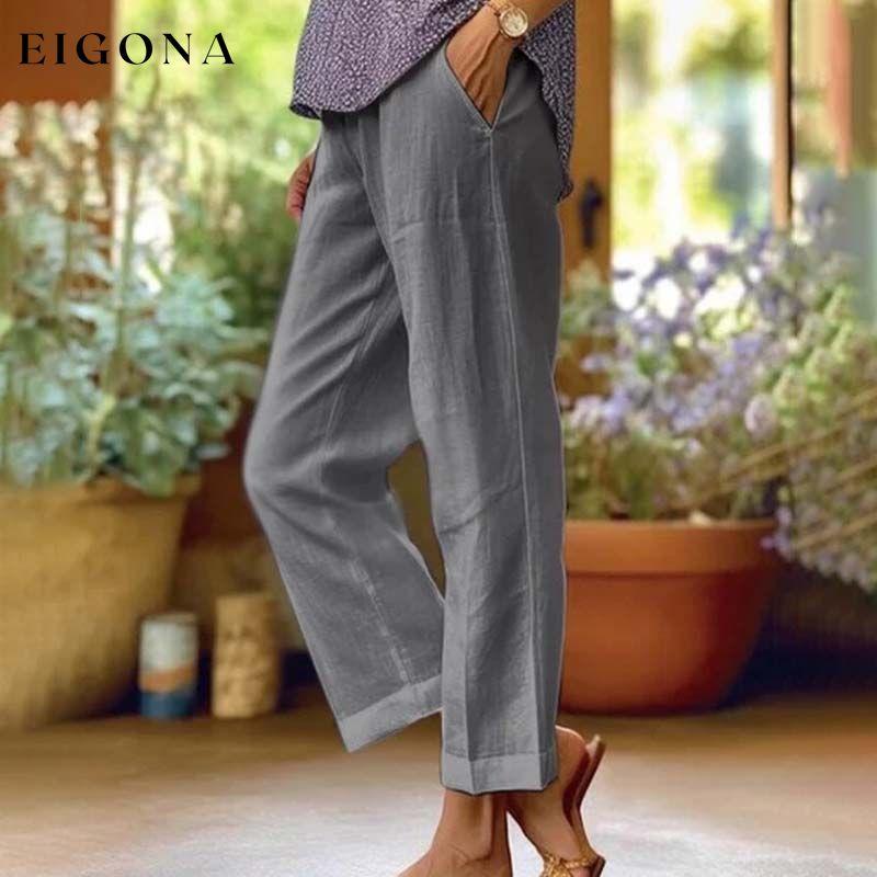 Casual Straight Trousers Gray best Best Sellings bottoms clothes Cotton And Linen pants Plus Size Sale Topseller