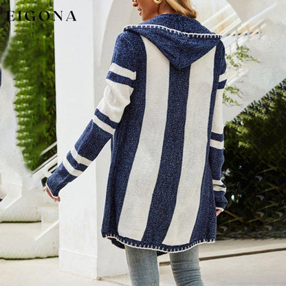 Casual Striped Hooded Cardigan best Best Sellings cardigan cardigans clothes Sale tops Topseller
