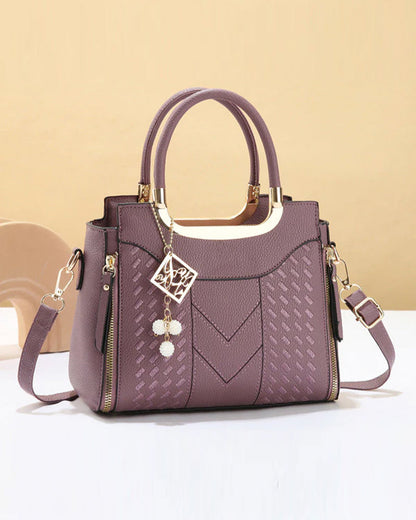Women's V-Stitched Top-Handle Satchel Bag