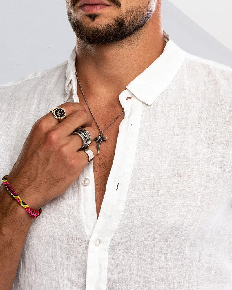 Men's Turn-Down Collar Plain Casual Shirt