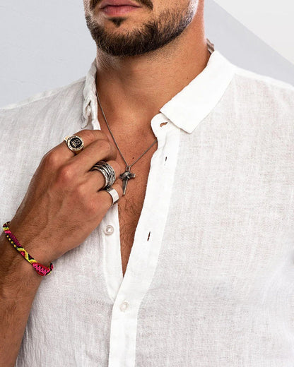 Men's Turn-Down Collar Plain Casual Shirt