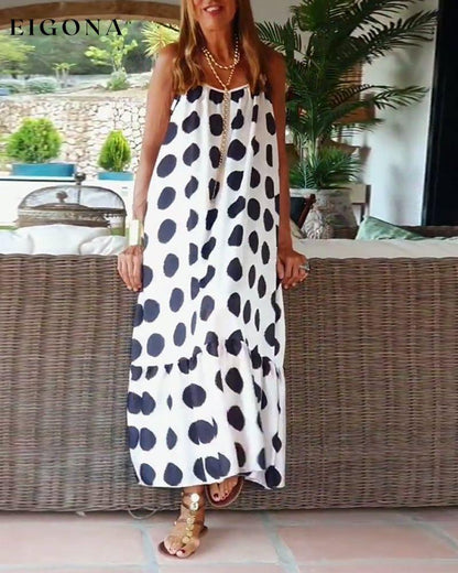 Polka dot print long cami dress casual dresses spring summer