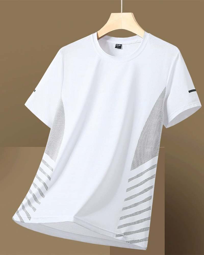 Side Stripe Men's Ice Silk T-Shirt