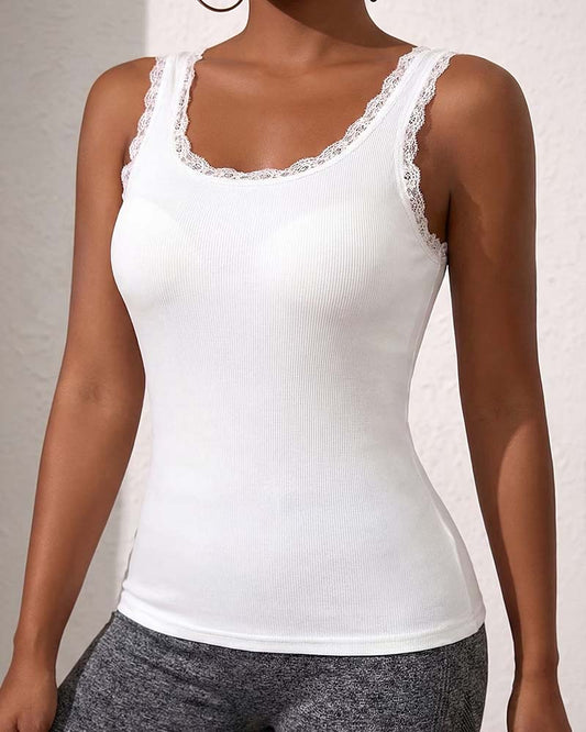 Padded Lace Trim Tank Top spring summer tank tops & camis