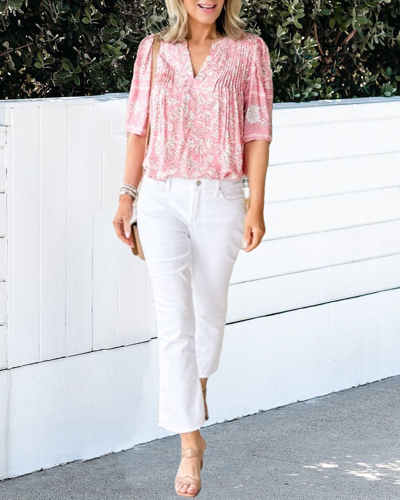 Mid-sleeve soft and casual blouse blouses & shirts summer