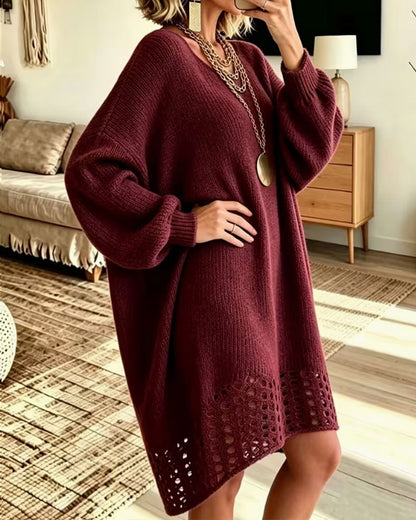 Crew Neck Hollow-Out Jumper Dress