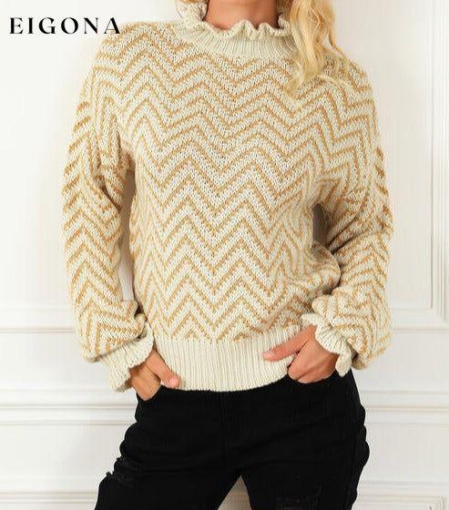 Mock Neck Drop Shoulder Sweater Pastel Yellow clothes Ship From Overseas Sweater sweaters SYNZ