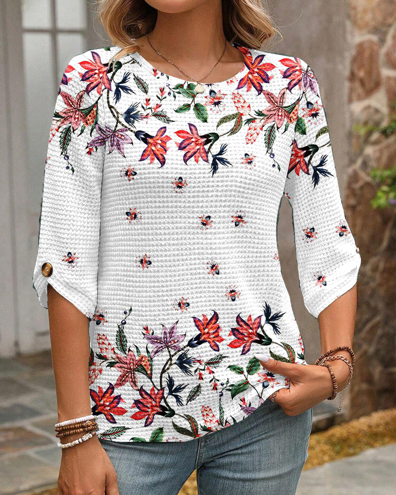 Half-Sleeved Printed Casual Top blouses & shirts mm-tops spring summer