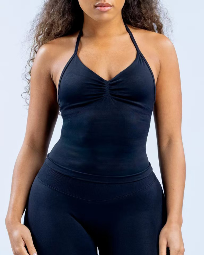 Built-in Bra Halter Cami Top 2024 f/w spring summer