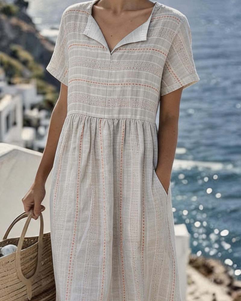 Striped Short Sleeve Dress