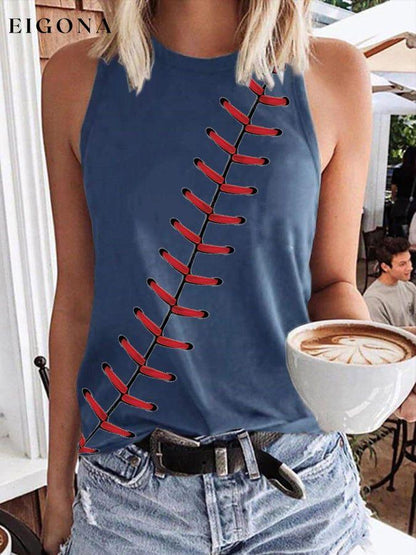 Retro Baseball Lace Print Tank Top