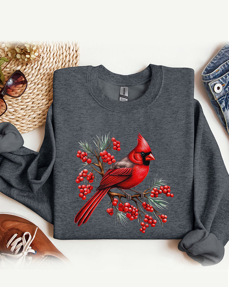 Cardinal bird print casual sweatshirt 2024 f/w cute animals sweatshirts