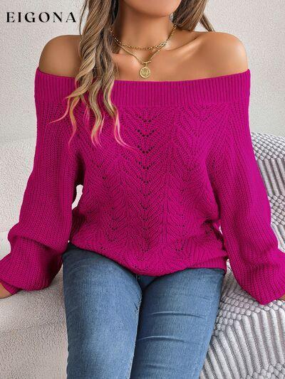 Openwork Off-Shoulder Long Sleeve Sweater B.J.S clothes long sleeve tops Ship From Overseas Sweater sweaters tops Tops/Blouses
