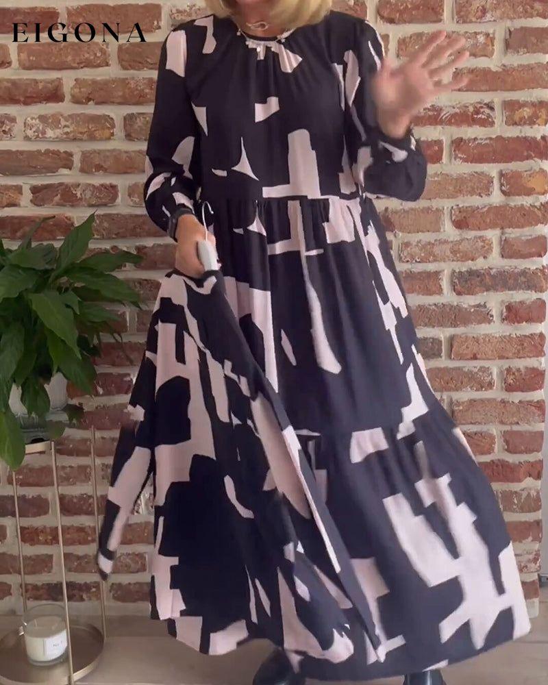 Printed Long Sleeve Maxi Dress 2023 f/w 23BF casual dresses Clothes Dresses spring