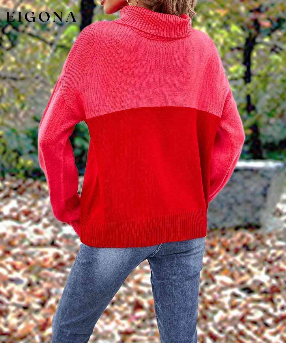 Turtleneck Long Sleeve Sweater clothes D.L Ship From Overseas