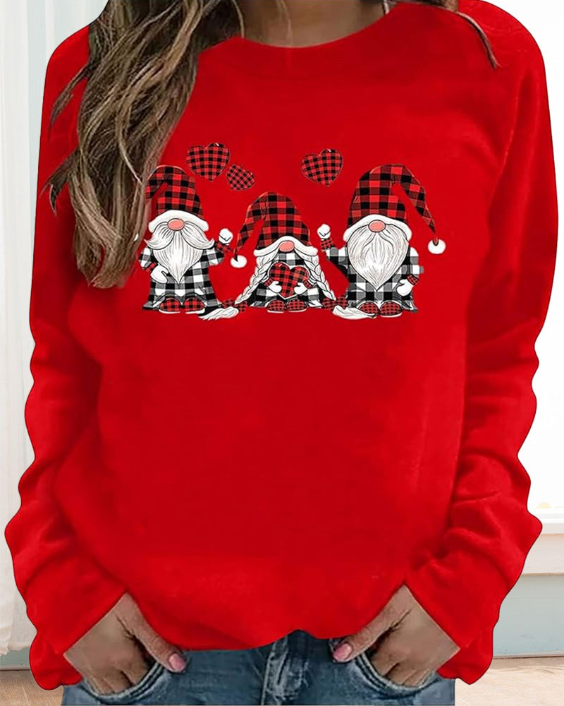 Round neck christmas heart pullover sweatshirt 2024 f/w christmas hoodies