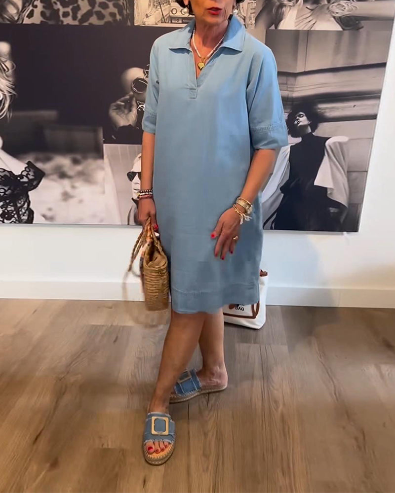 Lässiges Kurzarmkleid mit Revers