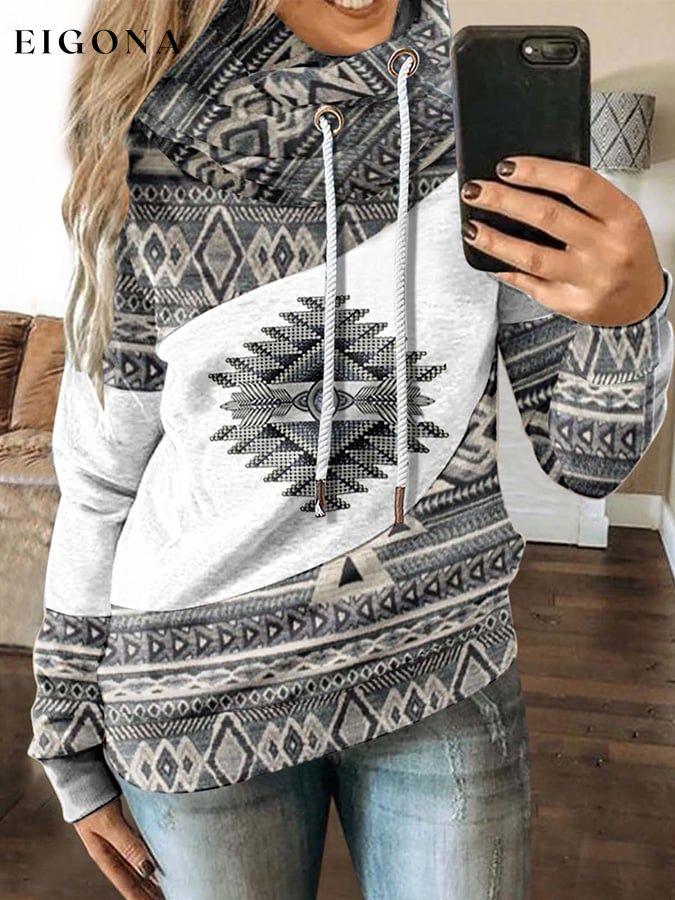 Retro Print Pullover Sweatshirt