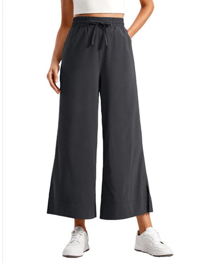 High-Waist Wide-Leg with Side Slit Pants