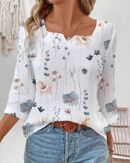 Fresh floral print top blouses & shirts spring summer