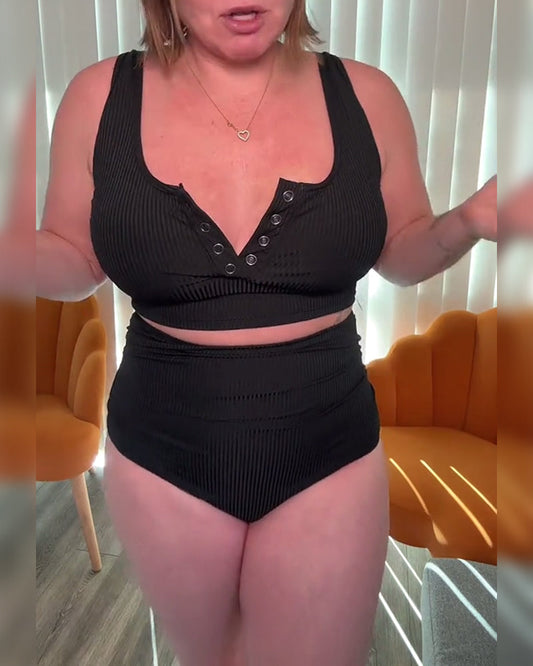 Einfarbiger Bikini mit U-Ausschnitt