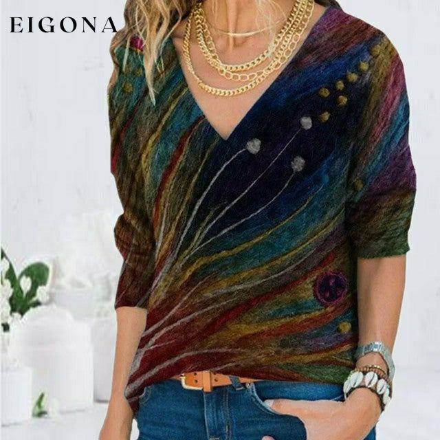 Vintage Colorful Printed T-Shirt best Best Sellings clothes Plus Size Sale tops Topseller